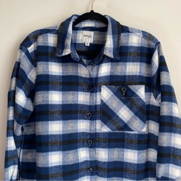 Cozy Oversized Black and Blue Flannel - Picture 2 of 4